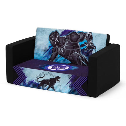 Delta Children Marvel Black Panther Cozee Flip-Out Sofa with Memory Foam - 2-in-1 Convertible Sofa to Lounger, Black