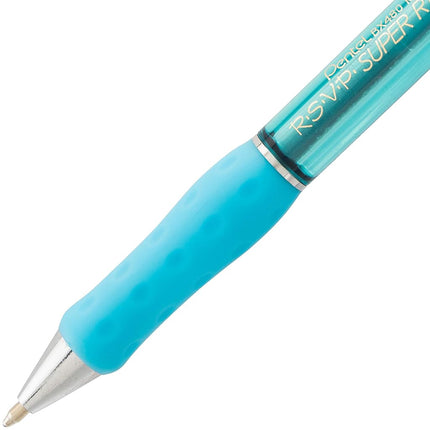 Bolígrafo Pentel RSVP Super RT, línea mediana (1,0 mm), tinta azul cielo, caja de 12 (BX480-S)