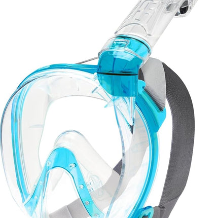 CRESSI Baron Full Face Mask Clear/Aquamarine XS - Integral Anti Fog Snorkel Comfortable Full Face Mask with Exhalation Valve and Dry Snorkel, Transparent/Aquamarine, XS