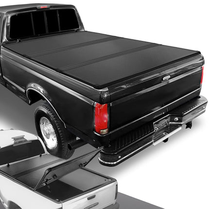 DNA Motoring TTC-HARD-003 Pickup Truck Bed Top Hard Solid Tri-Fold Tonneau Cover Compatible with 75-96 Ford F-150 6.5Ft Fleetside/Styleside Bed