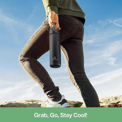 POWCAN 768 ml Insulated Water Bottle with 2-in-1 Straw and Spout Lid, Keep Cold 24H, Leak-Proof, Fits in Car Cup Holder, Stainless Steel Water Bottle for Sports, Travel, and School (Mint)