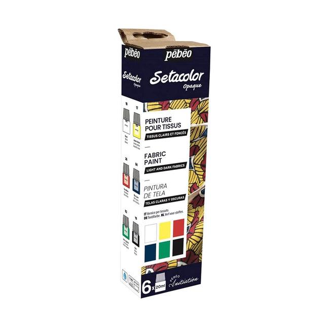 Pebeo Setacolor Opaque Fabric Matt Paint Set, Assorted Colors (6 x 20 ml)