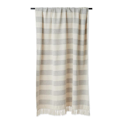 DII Cabana Stripe Woven Throw, Cotton, Gray & Off-White, 50x60