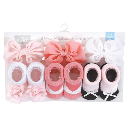 Coffret cadeau bandeau et chaussettes Hudson Baby pour fille, blanc fard, taille unique