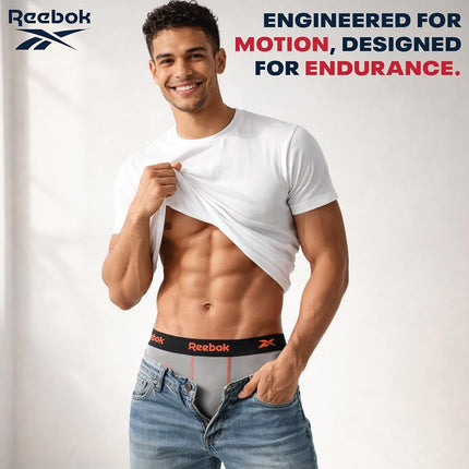 Reebok Men's Active Underwear - Sport Soft Performance Boxer Briefs (4 Pack), Size Large, All Black