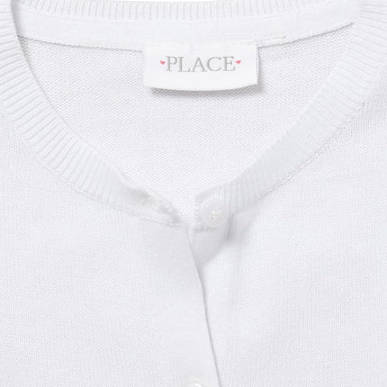 The Children's Place Girls' Uniform Cardigan, White, X-Large