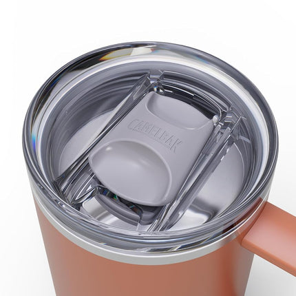 Taza CamelBak Thrive a prueba de fugas, 473 ml, acero inoxidable con aislamiento – para viajes, café, té, bebidas calientes – a prueba de derrames – compatible con portavasos, color rojo Sierra