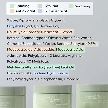 celimax Ji.Woo.Gae Heartleaf BHA Peeling Pad | with Heartleaf Extract, Exfoliating Toner Pads, Facial Peels, Hydrating, For Troubled Skin & Breakouts (60 pads)