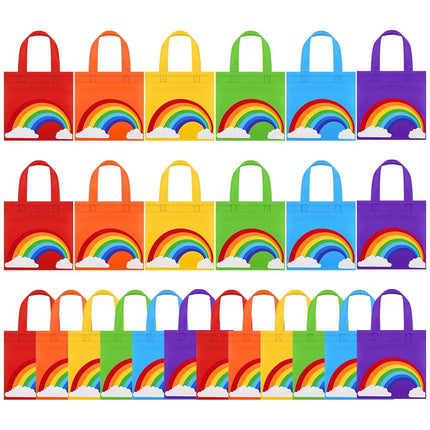 ANECO 24 Pieces Rainbow Non-Woven Bags Tote Gift B