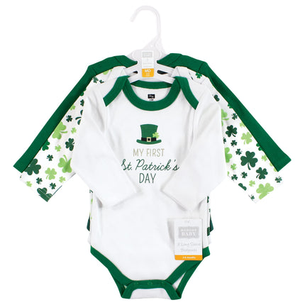 Hudson Baby unisex-baby Cotton Long-sleeve Bodysuits, Lucky Charm, 6-9 Months