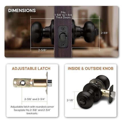 Copper Creek CK2020BC-3 Colonial Passage Function Door 3 knob Multipack, Black Finish