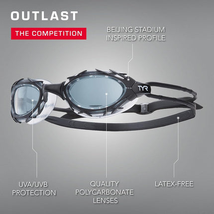 TYR Unisex Adult Nest Pro Performance Goggles - Clear/Clear/Clear, Medium