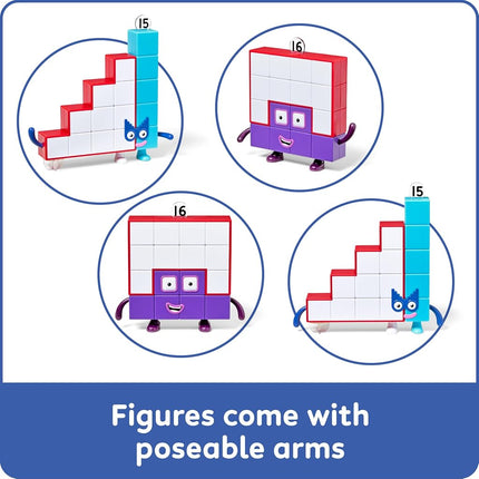 hand2mind Numberblocks Friends Fifteen and Sixteen Figure Pack, Number and Counting Toys for Toddlers, Play Figure Playsets, Small Figurines for Kids, Kindergarten Math and Pretend Play Toys