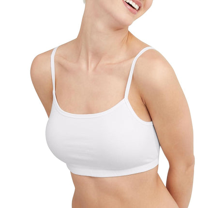 Hanes Women's Bralette, Breathable Pullover Bra, Crop Top, Solid Or Assorted, 3-Pack, Opaque, White/White/White, L (Pack of 3)