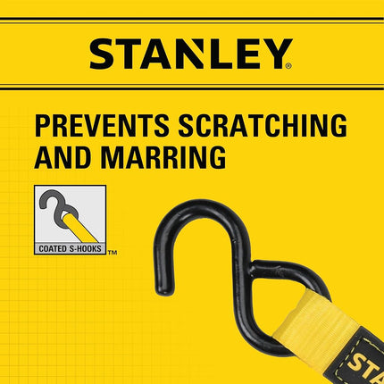 Stanley S2001 Enclosed Cambuckle Tie Down Strap – 2 Pack (1 in. x 10 ft.) 1,200 LB. Break Strength Black/Yellow