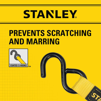 Stanley S2001 Enclosed Cambuckle Tie Down Strap – 2 Pack (1 in. x 10 ft.) 1,200 LB. Break Strength Black/Yellow