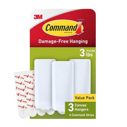 Command PH044-3NA Large Canvas Hangers, Indoor Use, 0