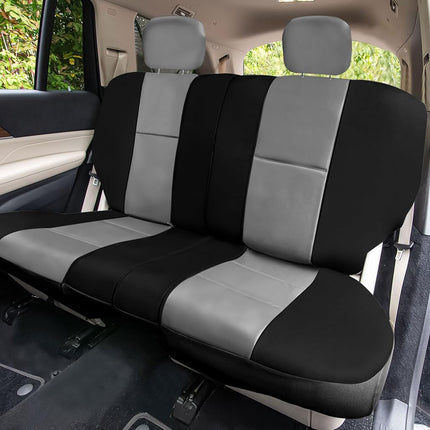 FH Group PU001GRAYBLACK114 Universal Fit Gray Black Automotive Seat Covers fits most Cars, SUVs, and Trucks (Faux Leather, Full Set with 4 Headrest Covers)