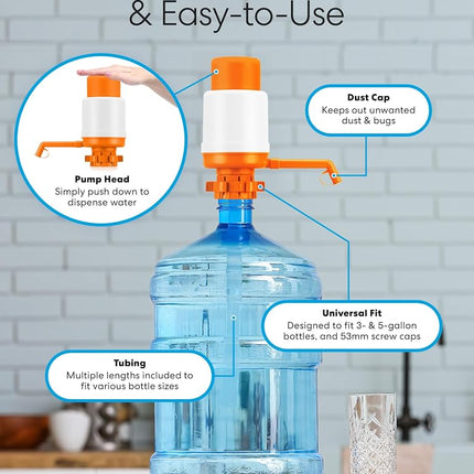 Brio Universal Manual Drinking Water Pump (Orange)