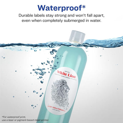 Avery Durable Waterproof Oval Labels with Sure Feed, 3" x 5", 150 Oil and Tear-Resistant Waterproof Labels, Print-to-The-Edge, Laser/Pigment-Based Inkjet Printable Labels