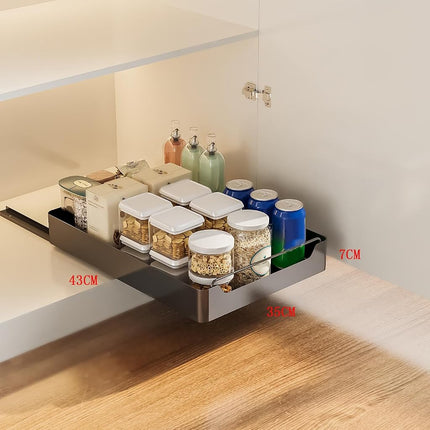 MilleLoom Pull Out Cabinet Organizer, Slide Out Pantry Shelves with Nylon Adhesive, Heavy Duty Sliding Drawer Pantry Shelf for Pantry Kitchen Home Bathroom Under Sink