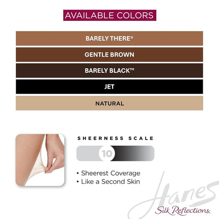 Hanes womens Silk Reflections Control Top Sheer Toe Support Pantyhose, Barely Black, C-D