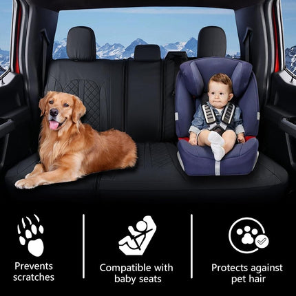 Truckiipa Truck Ram Seat Covers Full Set Leather Waterproof Full Coverage Car Seat Cushion Protector Custom Fit for 2009-2018 Dodge Ram 1500, 2010-2023 Ram 2500 3500 Crew Mega Cab, Full Set, Black