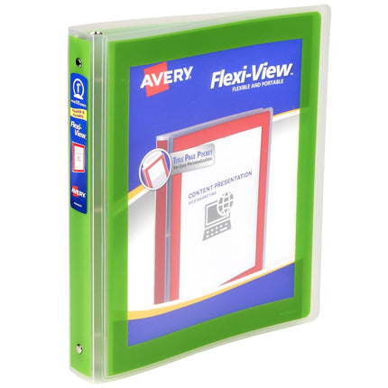 Avery Flexi-View 3 Ring Binder, 1 Inch Round Rings, 1 Chartreuse Green Binder (17608)