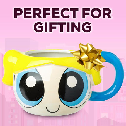 Silver Buffalo The Powerpuff Girls Ceramic 3D Sculpted Mug Featuring Bubbles, 20 Ounces