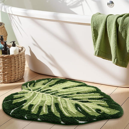 LUMI Leaf Bathroom Rug, Non Slip Absorbent Washable Bath Mat, 60 x 80 cm