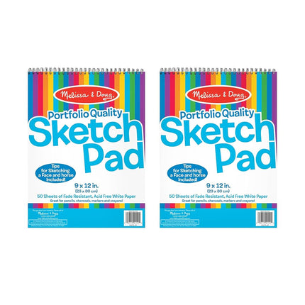 Melissa & Doug Sketch Pad (9 x 12 Inches) - 50 Sheets, 2-Pack - FSC Certified