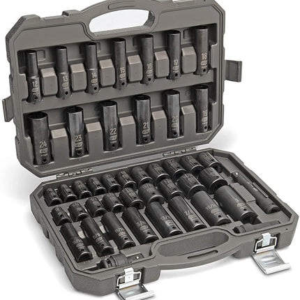 GEARWRENCH 44 Piece 1/2" Drive Standard & Deep SAE/MM Impact Socket Set - 89094