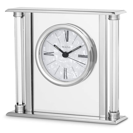Bulova The B2454 The Pearl Tabletop Clock, Mirror Polished Silver
