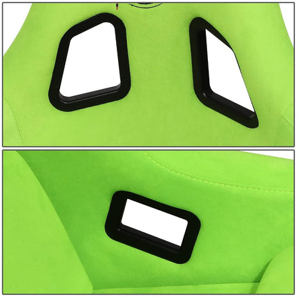 NRG Innovations NRG-FRP-302NG-PRISMA Universal Fixed Back Bucket Racing Seat for 6-Point Harnesses, Size L, Green Cover, 24" W X 36" H X 18" D