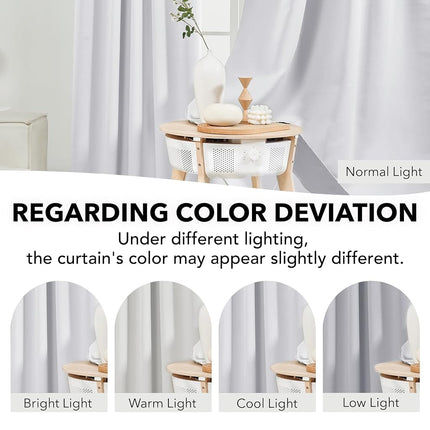 Deconovo Light Silver Grey Blackout Curtains for Bedroom - (42x63 Inch, 2 Panels), Solid Room Darkening Rod Pocket and Back Tab Curtains for Living Room