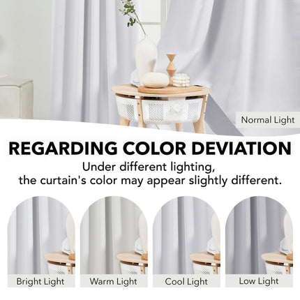 Deconovo Light Silver Grey Blackout Curtains for Bedroom - (42x63 Inch, 2 Panels), Solid Room Darkening Rod Pocket and Back Tab Curtains for Living Room