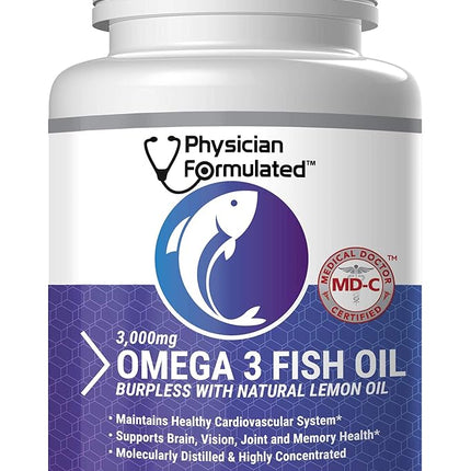 Huile de Poisson Omega 3 3000mg par Portion – 915mg Epa, 630mg Dha, 2000mg Oméga 3 6 9 Total XL – 180 Capsules, Formule Mise au Point par des Médecins
