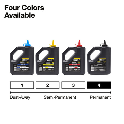 KLEIN TOOLS CHLK5BK Black Chalk Refill, 5 Pounds, Easy and Spill-Free Refills, Fade Resistant and Water Resistant Chalk Line, for Use on Drywall, Concrete