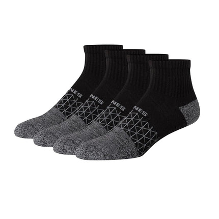 Hanes Men's Absolute Active Cushioned Ankle, Moisture Wicking Socks, Seamless Toe, 4-Pack, Black/Gray Marl, 4.5-12 UK