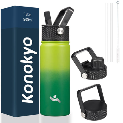 Konokyo Insulated Water Bottle with Straw,18oz 3 L
