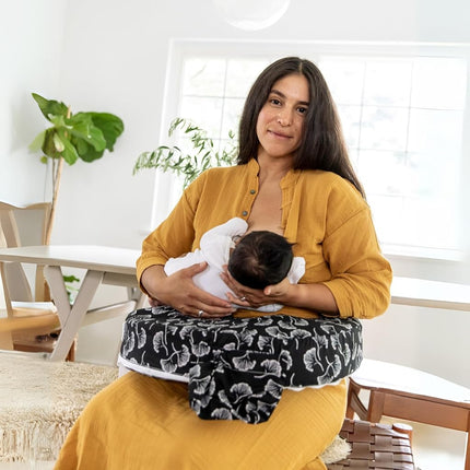 My Brest Friend Original Nursing Pillow Cover - Slipcovers For Baby - Adjustable Fit, Easy Care, Durable - Original Nursing Pillow Not Included, Black Flowing Fans