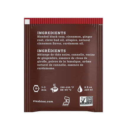 Stash Tea Double Spice Chai Black Tea Bags, 100-Count Box