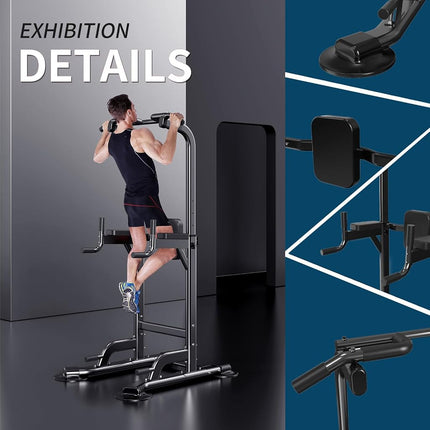 K KiNGKANG Power Tower Adjustable Height Pull Up & Dip Station Multi-Function Home Strength Training Fitness Workout Station for Home Gym (X)