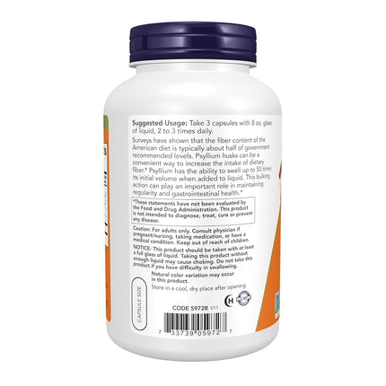 NOW Psyllium Husk 500 mg,500 Capsules