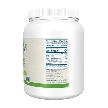 NOW Foods Organic Better Stevia Extract Powder, 16-Ounce