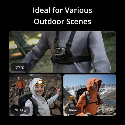 DJI Osmo Action 3 Outdoor Combo, 4K/120fps Action Camera with chest & Backpack Strap Mount for hiking and cycling, Super-Wide FOV, HorizonSteady, Cold Resistant & Up to 320 Mins with 2 Batteries
