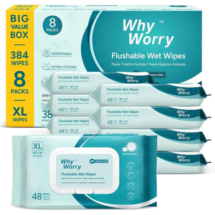 WhyWorry Flushable Wipes for Adults, Extra Large 2