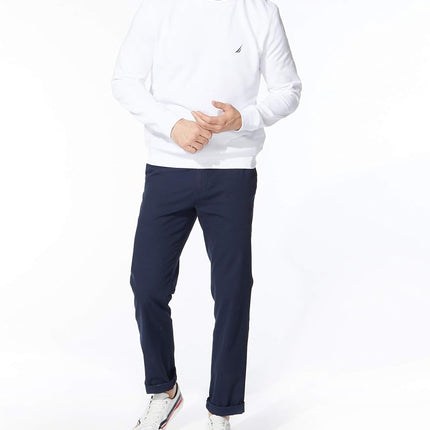 Nautica Men's Basic Crew Neck Fleece Sweatshirt, Bright White, L