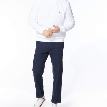 Sudadera Básica de Cuello Redondo de Forro Polar Nautica para Hombre, Blanco Brillante, XXL