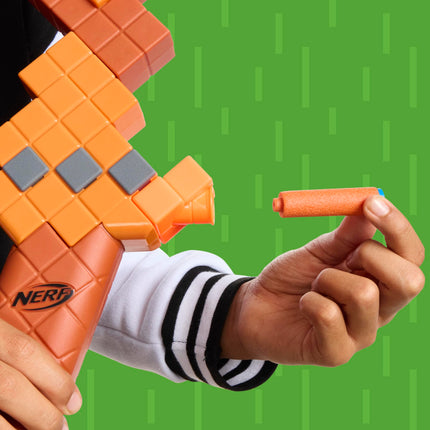 Lanzador de dardos Nerf Minecraft Bow, cebado con cuerda de retroceso, 8 dardos N1, para mayores de 8 años